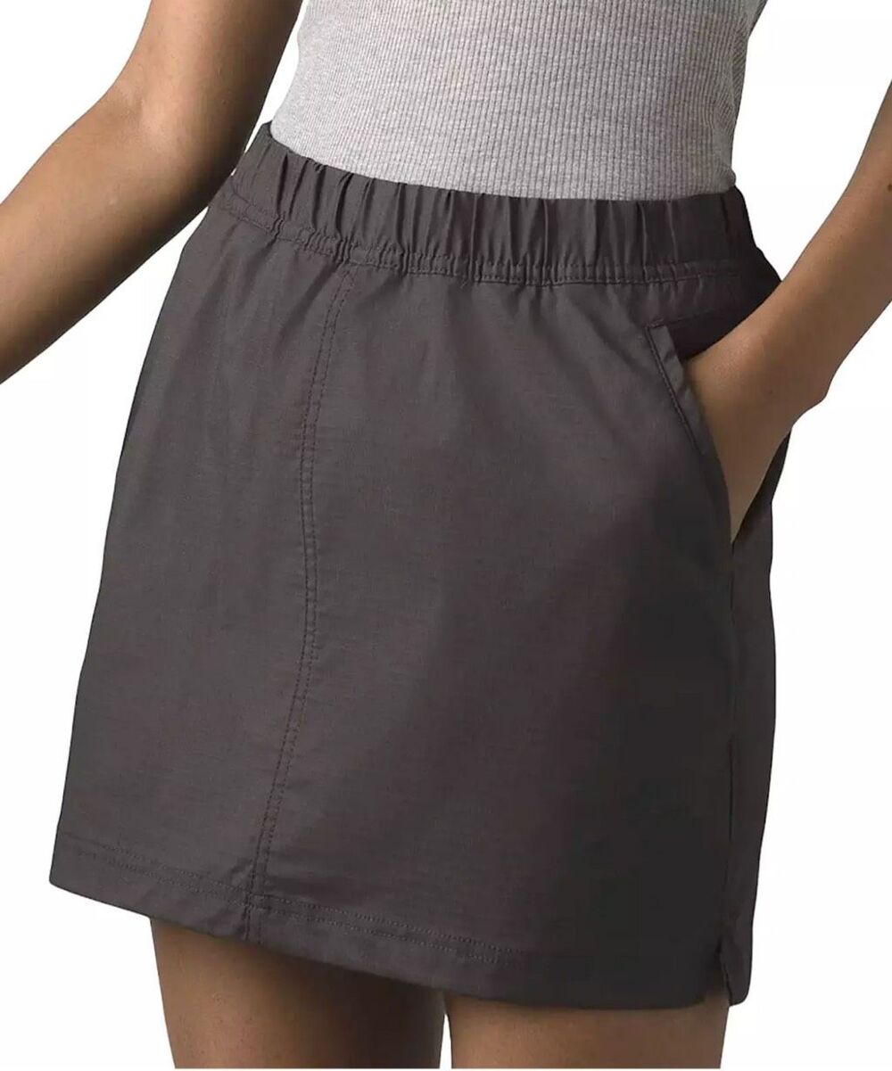 Prana $75 Double Peak Mini Skort Charcoal size 12 NEW